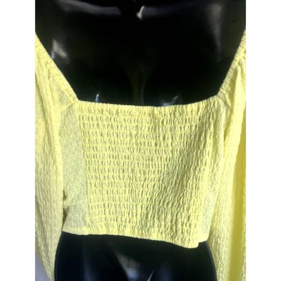 Sophie Rue Ruched Yellow Cottagecore Prairie Top Long Sleeve Size XL Romantic - Picture 7 of 11